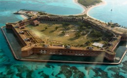 Aerial view of Fort Jefferson National Park at the Dry Tortugas, Florida 1